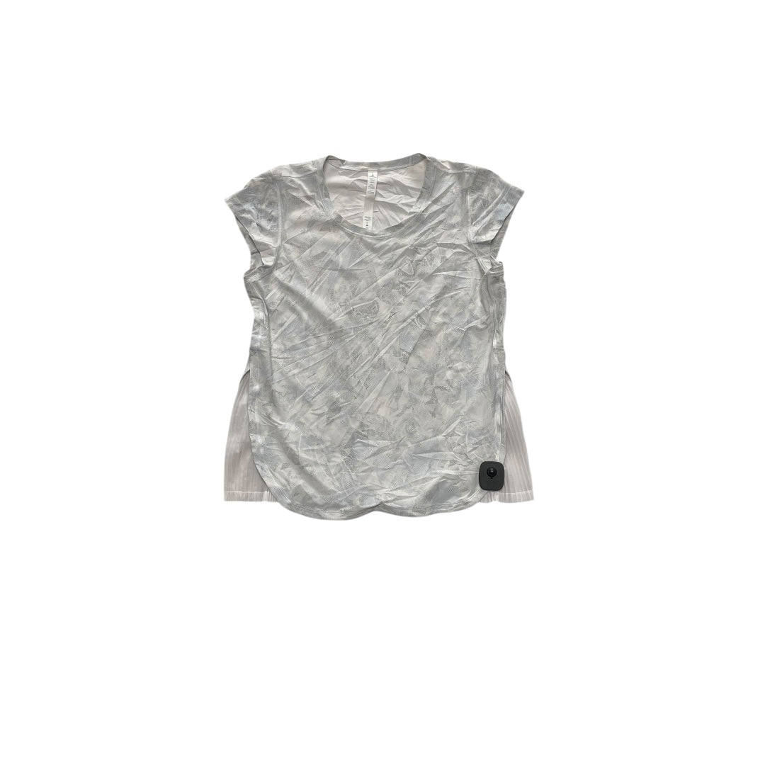 Athletic Top Ss By Lululemon In Grey & White, Size:8
