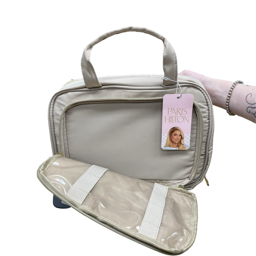 Makeup Bag By Paris Hilton In Tan, Size:Medium