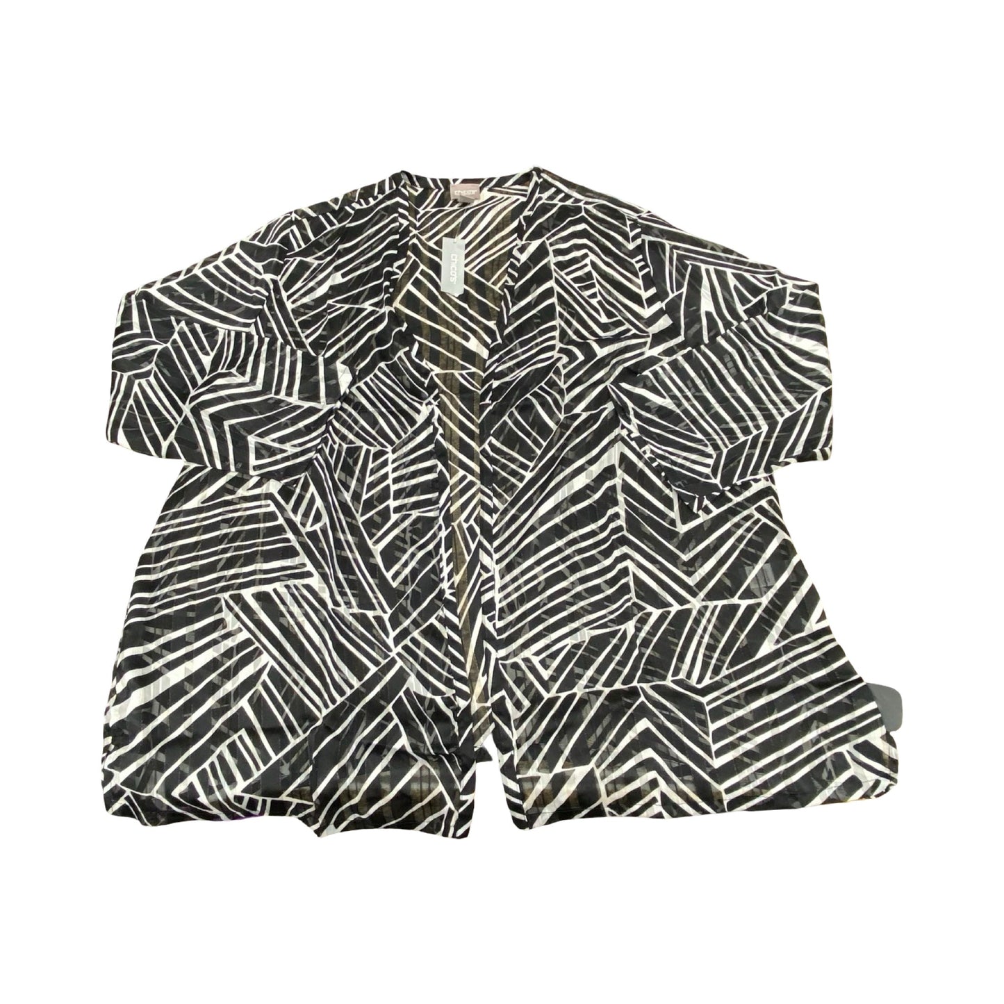 Cardigan By Chicos In Black & White, Size:2X