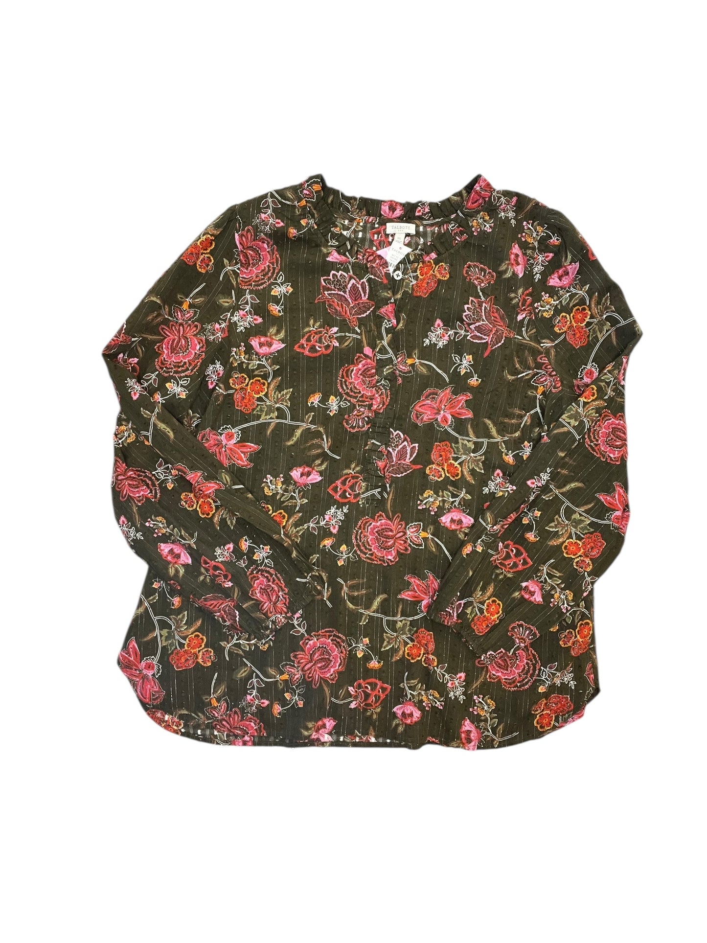 Blouse Ls By Talbots In Green, Size:Xl