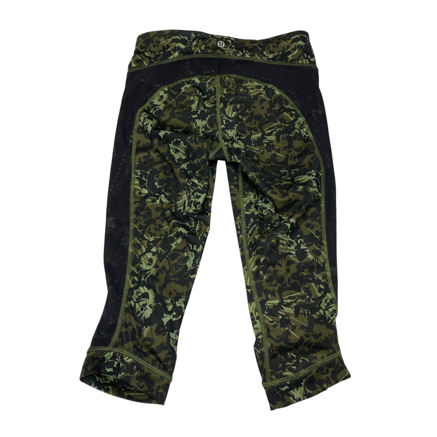 Athletic Capris Designer By Lululemon In Black & Green, Size:S