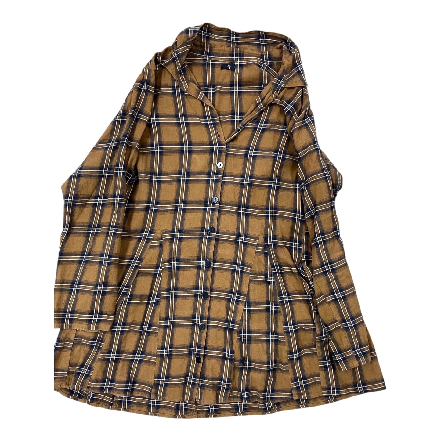 Tunic Ls By Clothes Mentor In Blue & Brown, Size:L