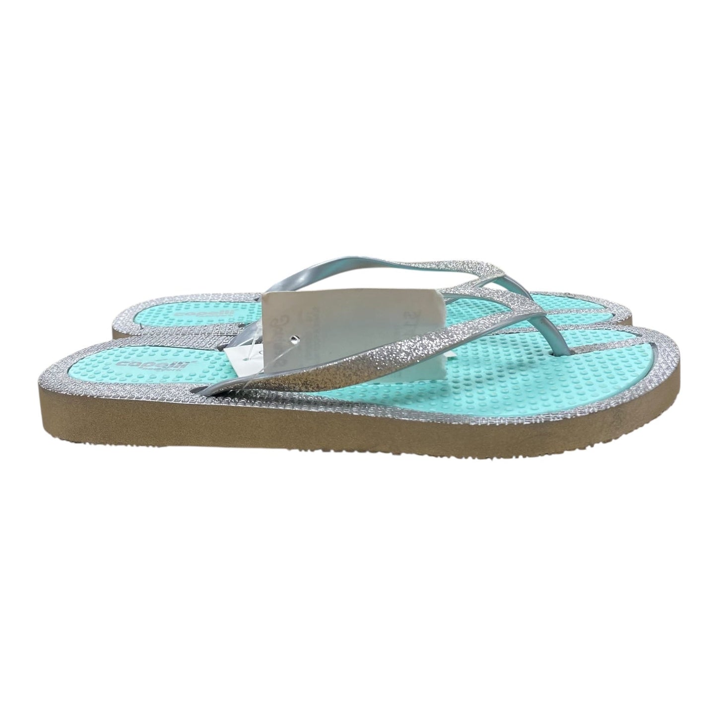 Sandals Flip Flops By Capelli In Green & Silver, Size:8