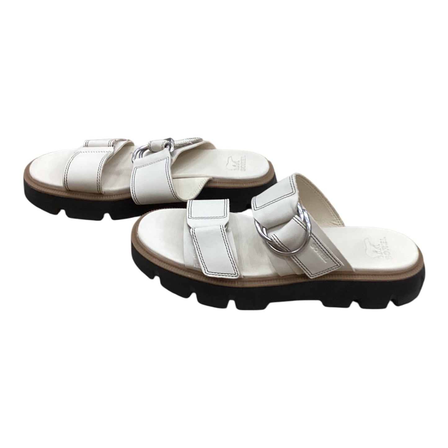 Sandals Heels Block By Sorel In Cream, Size:9.5
