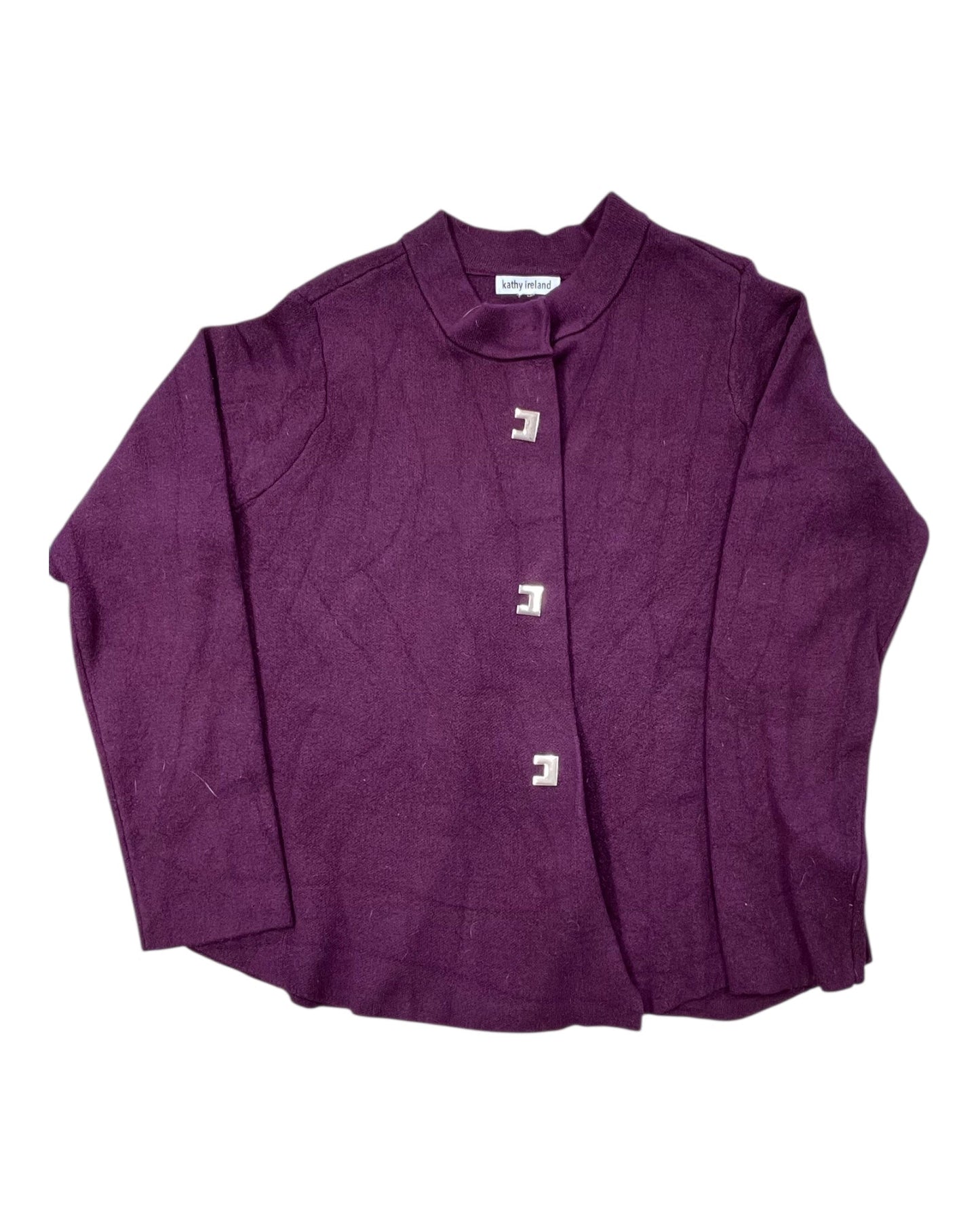 Sweater Cardigan By Kathy Ireland In Maroon, Size:2X