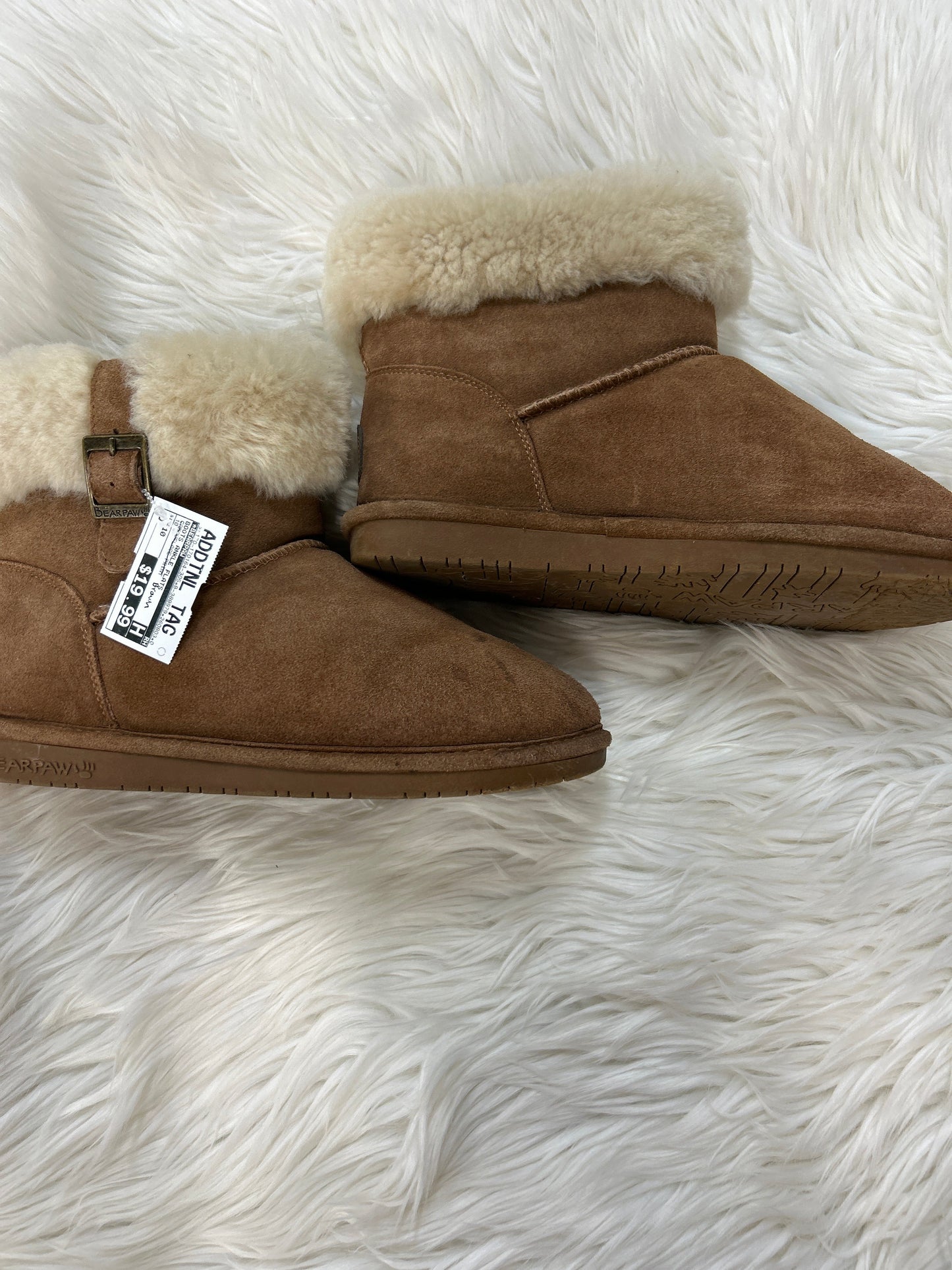 Boots Ankle Flats By Bearpaw In Brown, Size:10