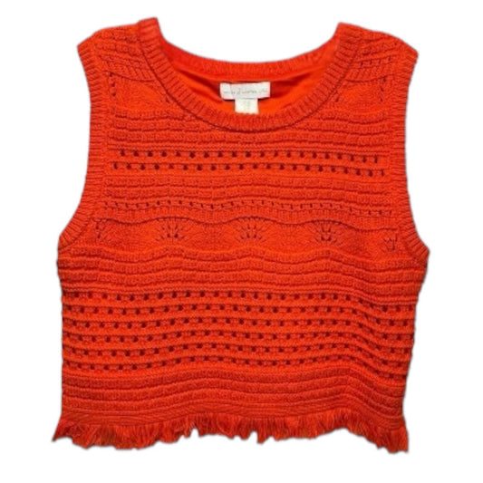 Crochet Knit Cropped Sleeveless Top By House Of Harlow In Orange, Size: M