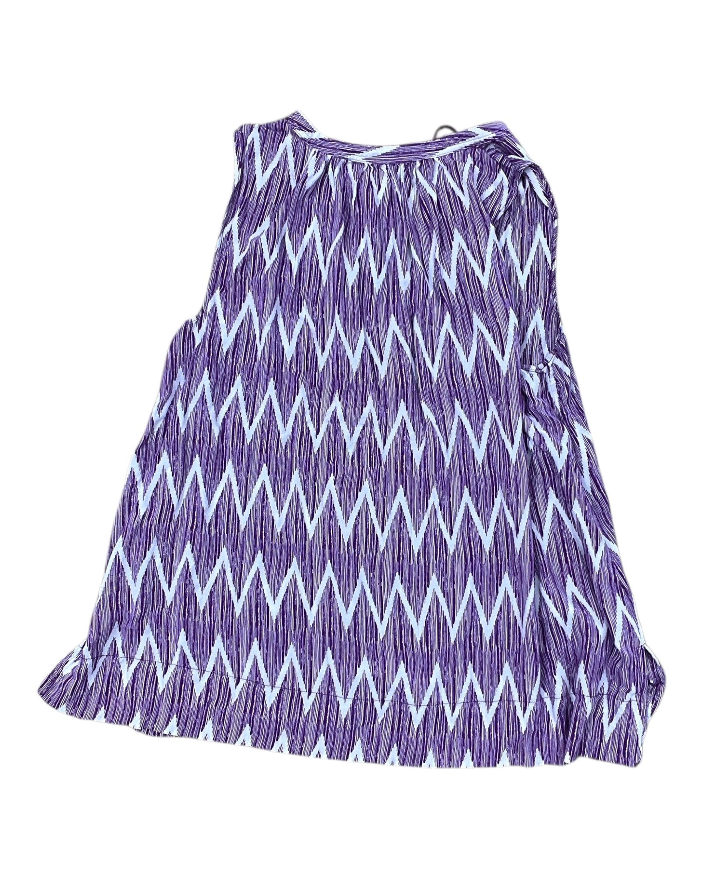 Top Sleeveless By Stylus In Purple & White, Size:Xl