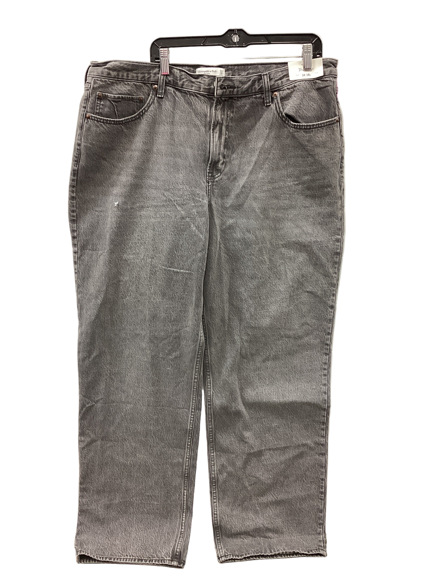 Jeans Wide Leg By Abercrombie And Fitch In Grey Denim, Size:18