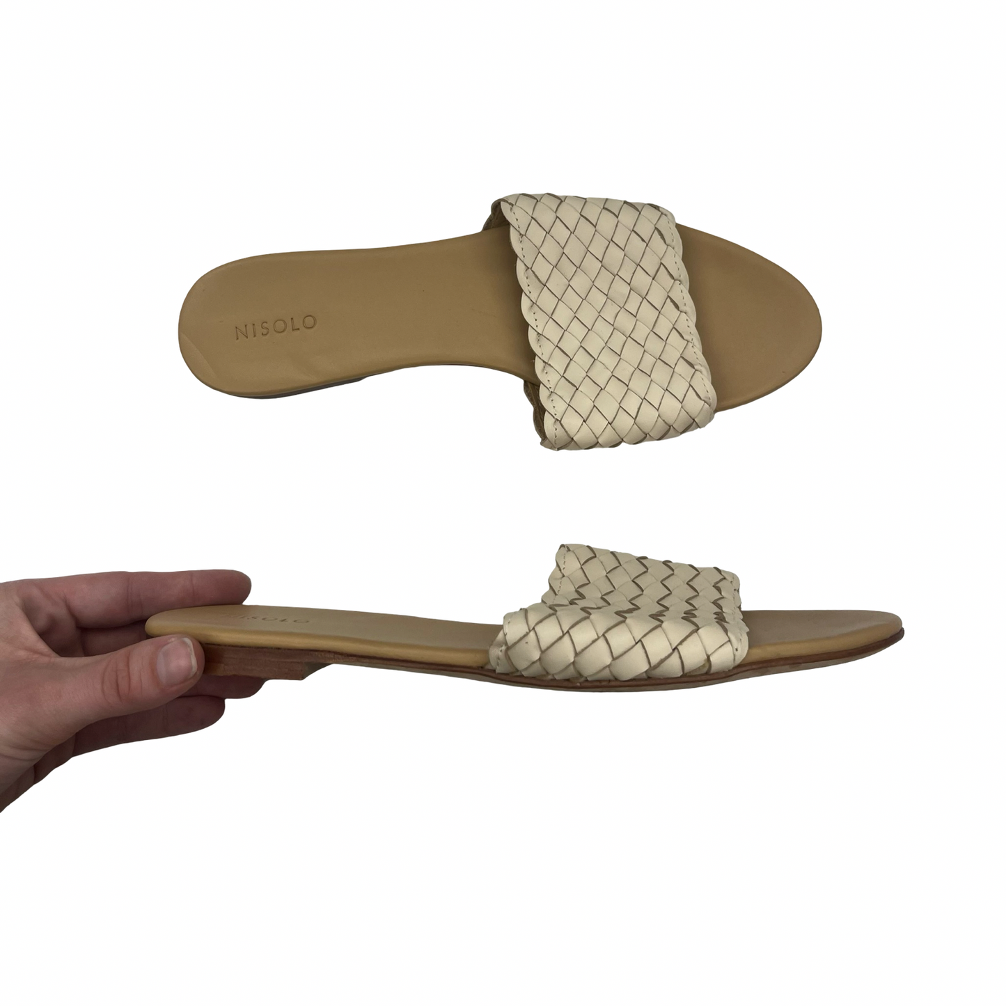 Sandals Flats By Clothes Mentor In Tan, Size:8.5