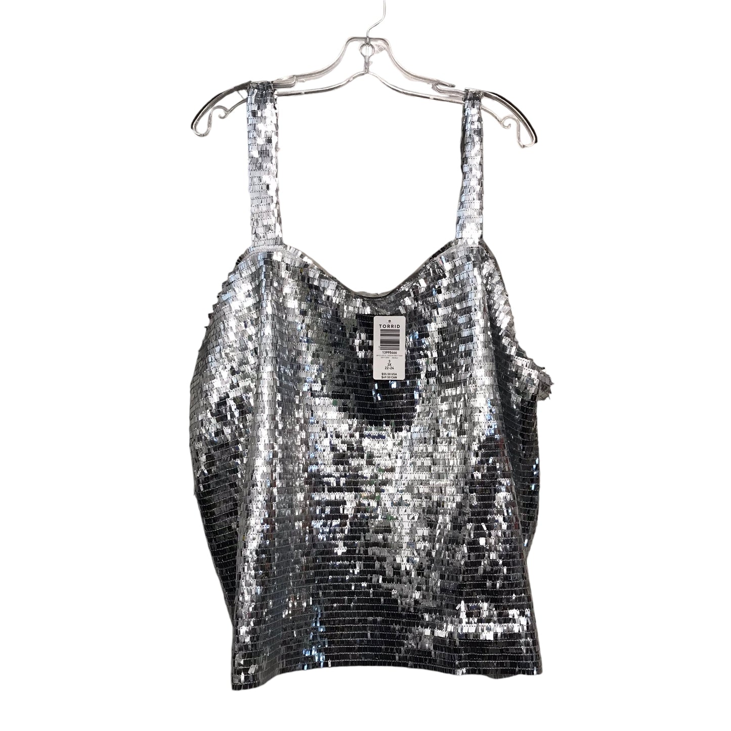 Top Sleeveless By Torrid In Silver, Size:3X