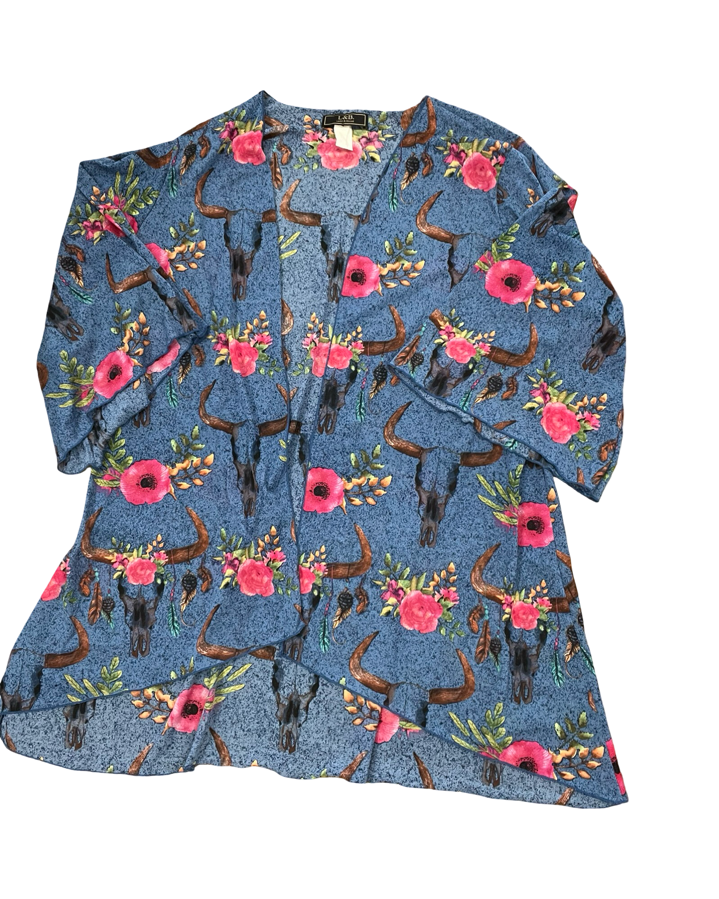 Cardigan By Lucky & Blessed In Blue, Size:Xl