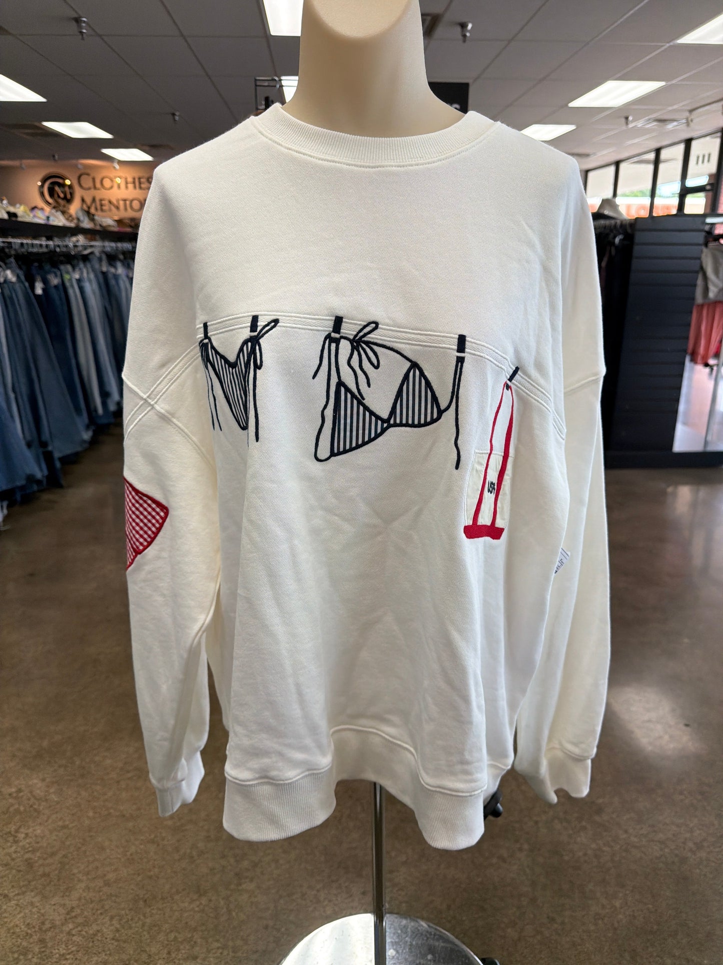 Sweatshirt Crewneck By Le Lis In White, Size:S