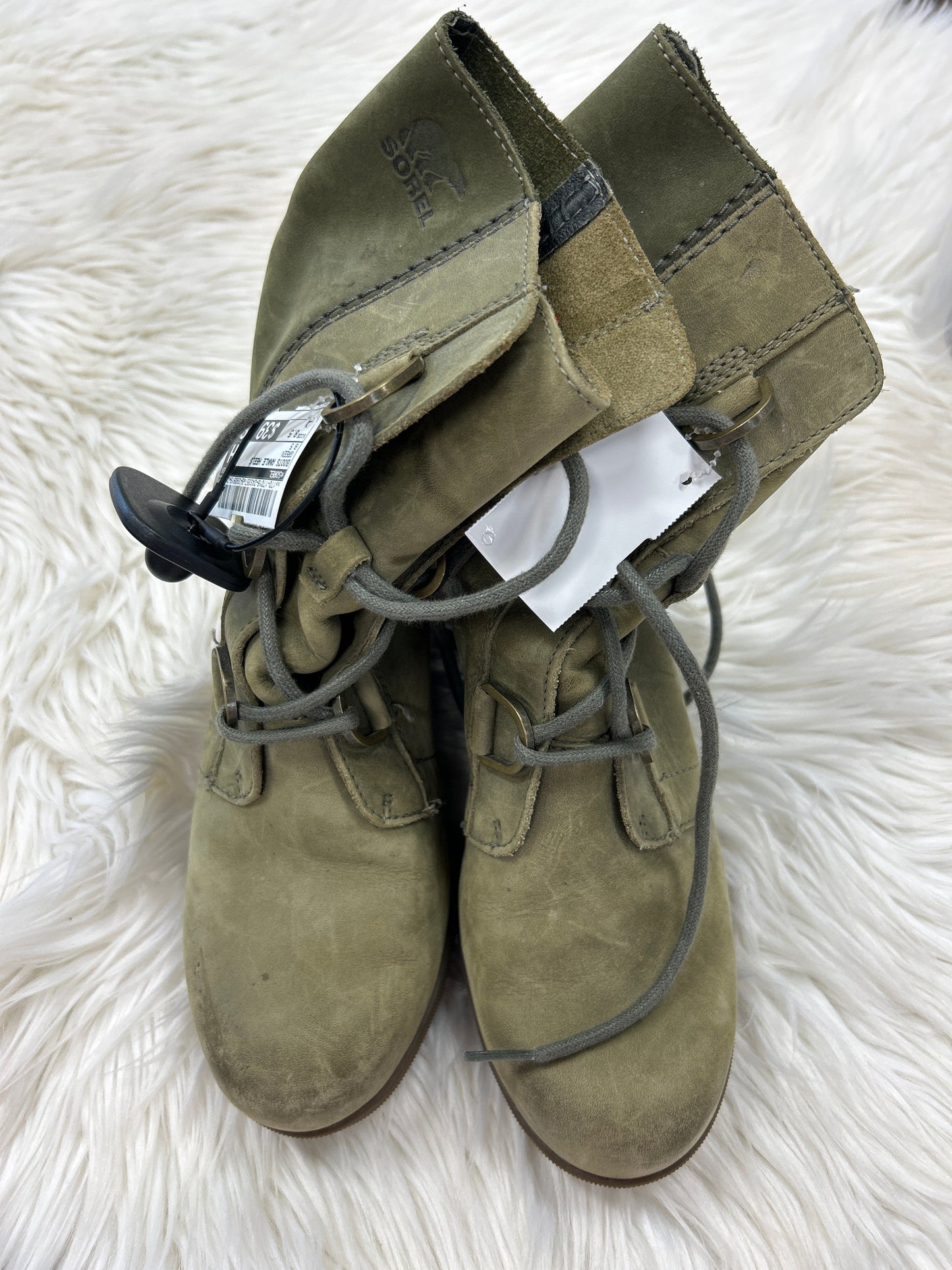 Boots Ankle Heels By Sorel In Green, Size:8.5