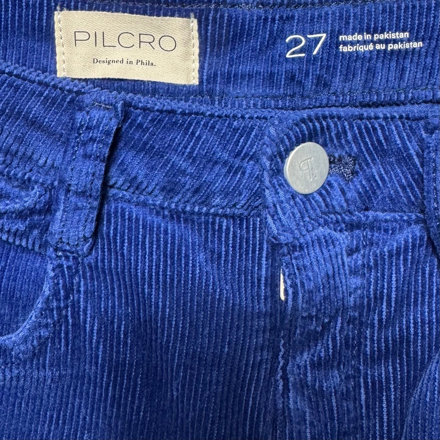 The Yaya Mid-Rise Corduroy Crop Flare Jeans By Pilcro In Indigo, Size: 4/27