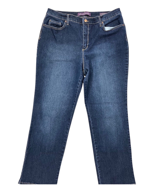 Jeans Straight By Gloria Vanderbilt In Blue Denim, Size:16