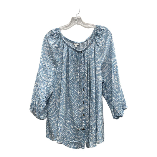 Top 3/4 Sleeve By Nic + Zoe In Blue, Size:2X