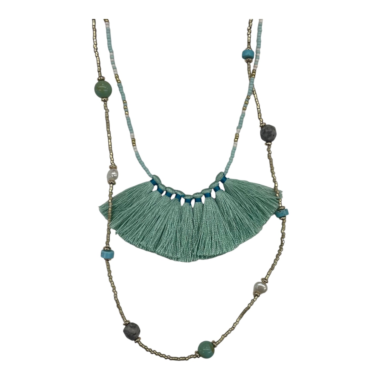 Necklace Statement By Clothes Mentor In Blue & Gold, Size:0