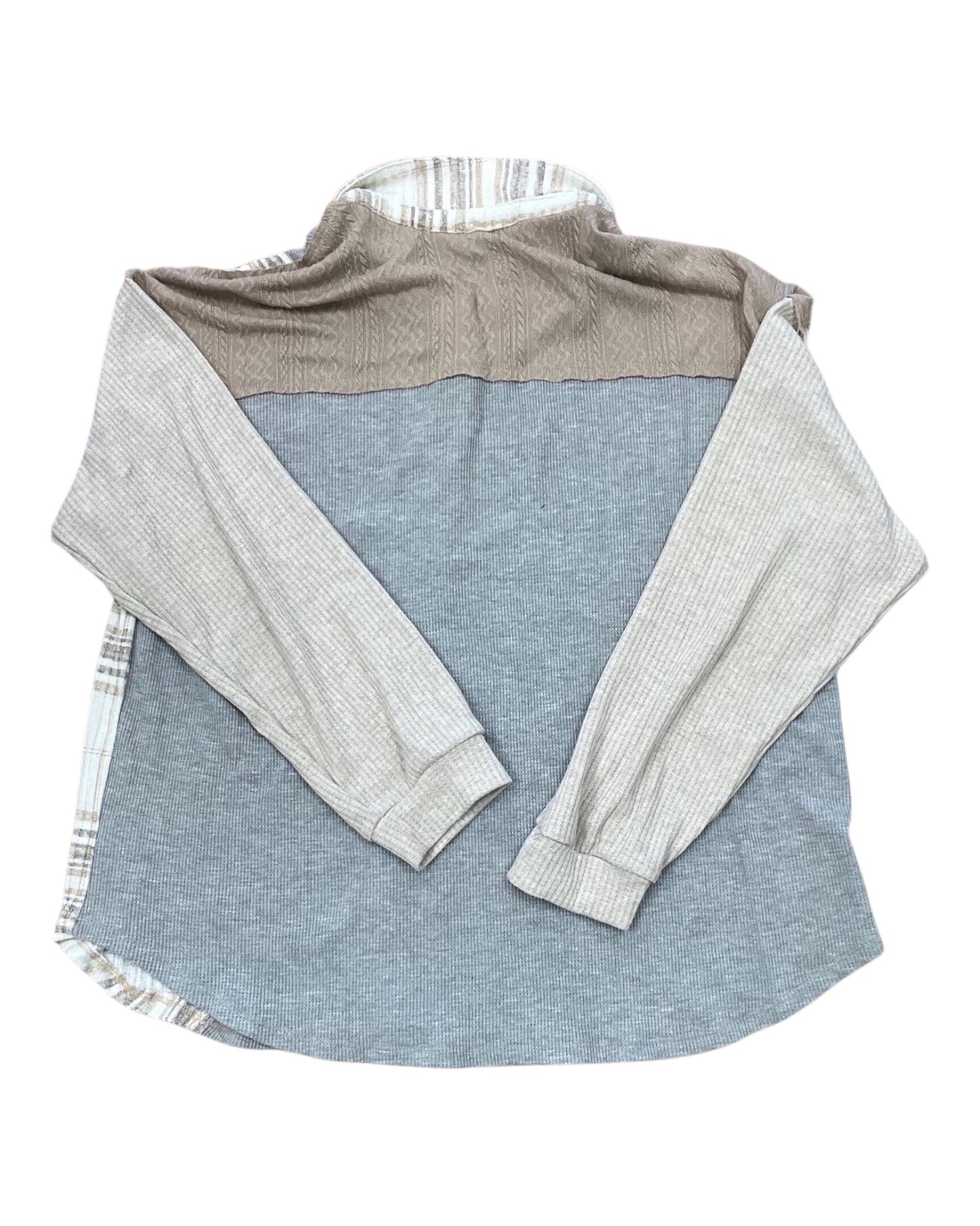 Blouse Ls By Bke In Grey, Size:L