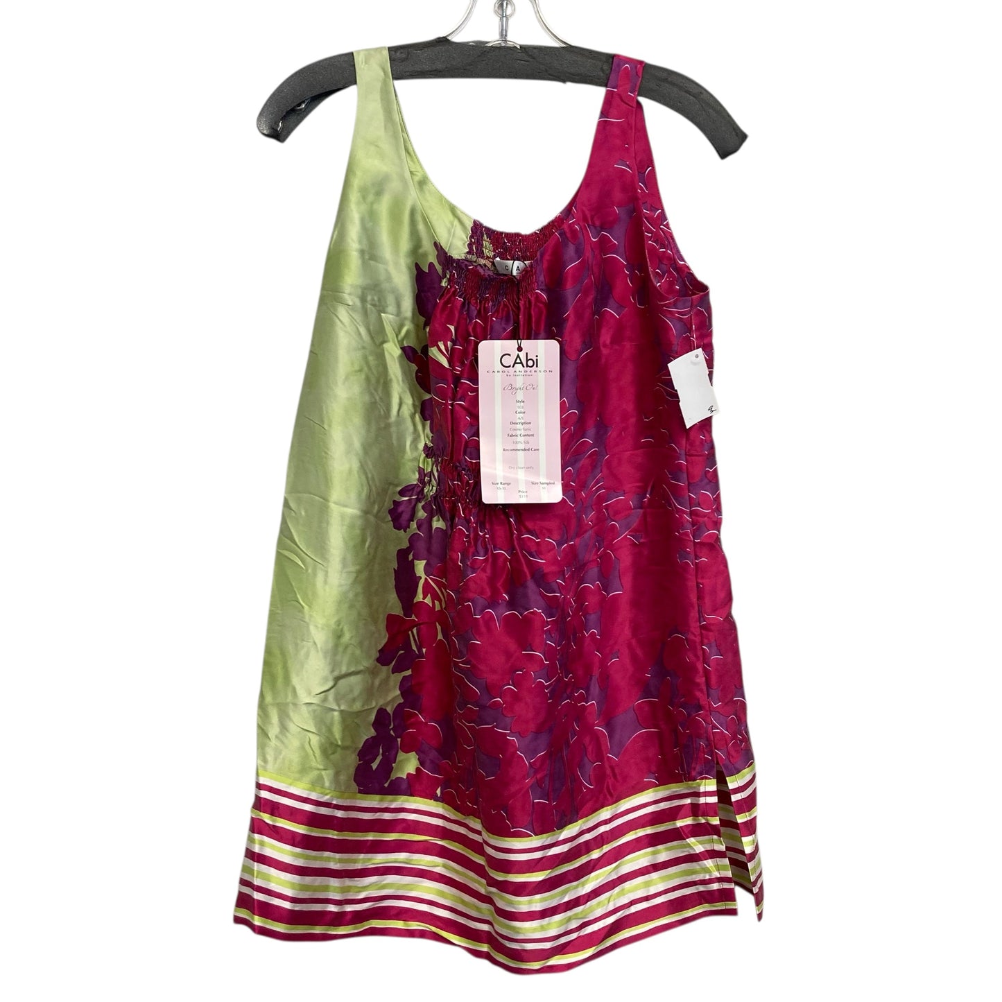 Top Sleeveless By Cabi In Green & Pink, Size:M