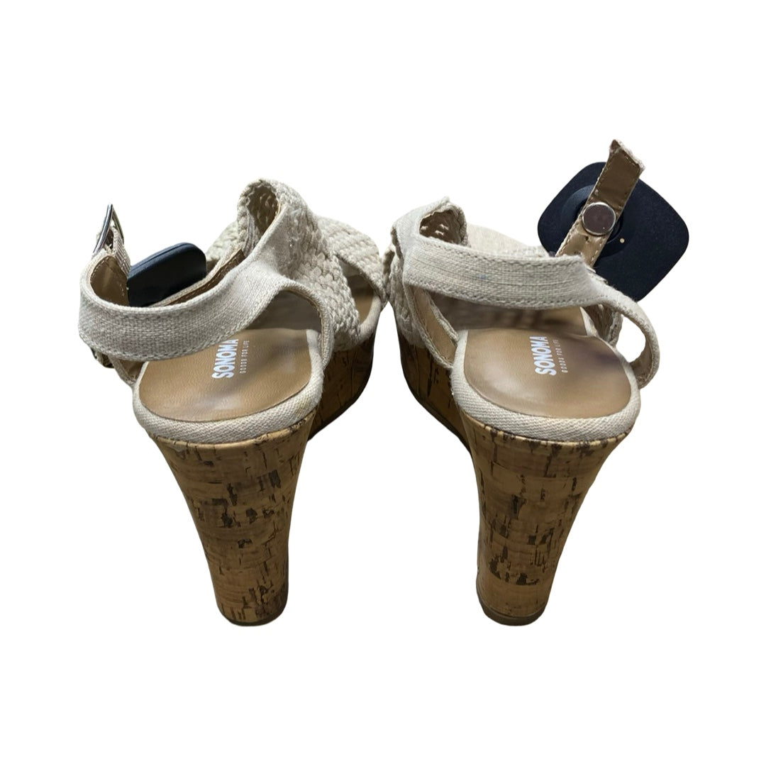 Sandals Heels Wedge By Sonoma In Cream, Size:7