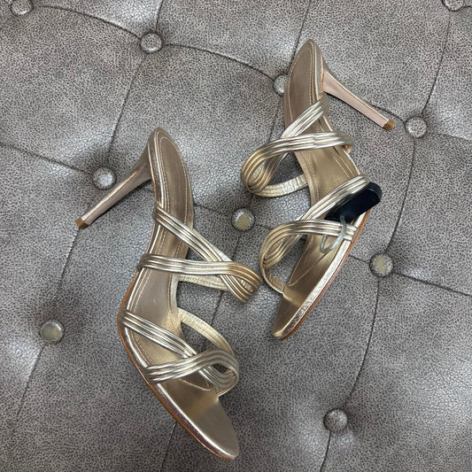 Sandals Heels Stiletto By Schutz In Gold, Size:10