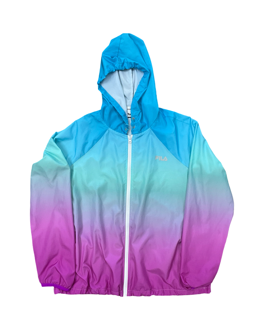 Jacket Windbreaker By Fila In Blue & Pink, Size:L
