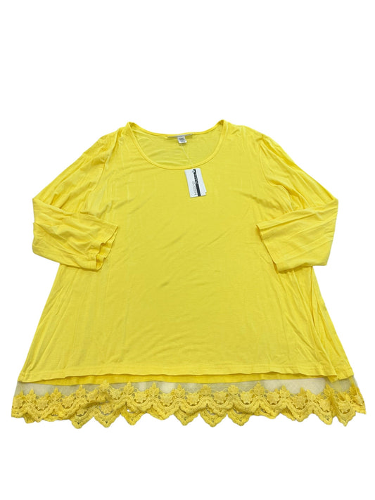 Blouse 3/4 Sleeve By Cme In Yellow, Size:1X