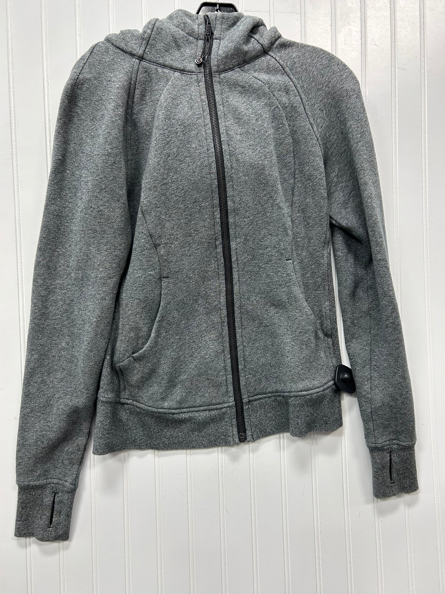 Athletic Jacket By Lululemon In Grey, Size:6