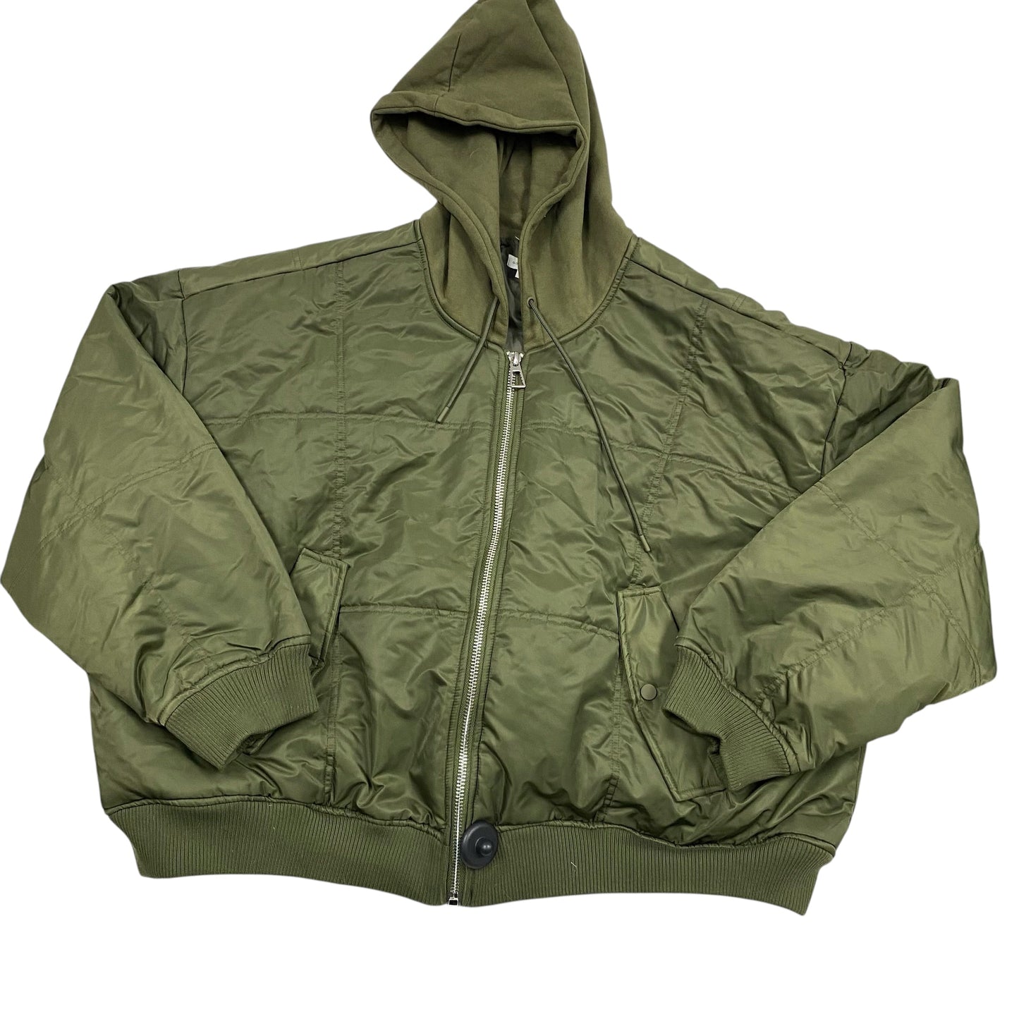 Jacket Puffer & Quilted By Good American In Green, Size:3X