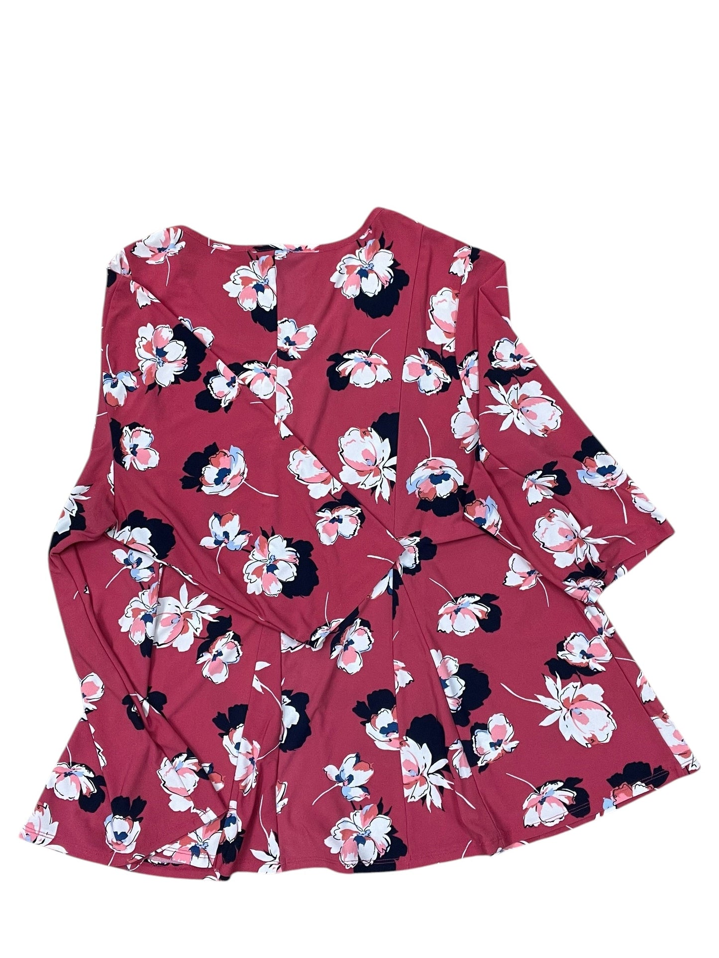 Top 3/4 Sleeve By Roz And Ali In Pink, Size:3X