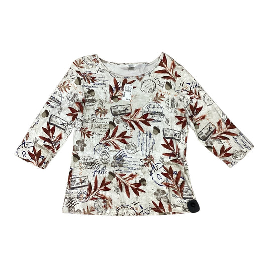 Top 3/4 Sleeve By Christopher And Banks In Blue & Brown, Size:L