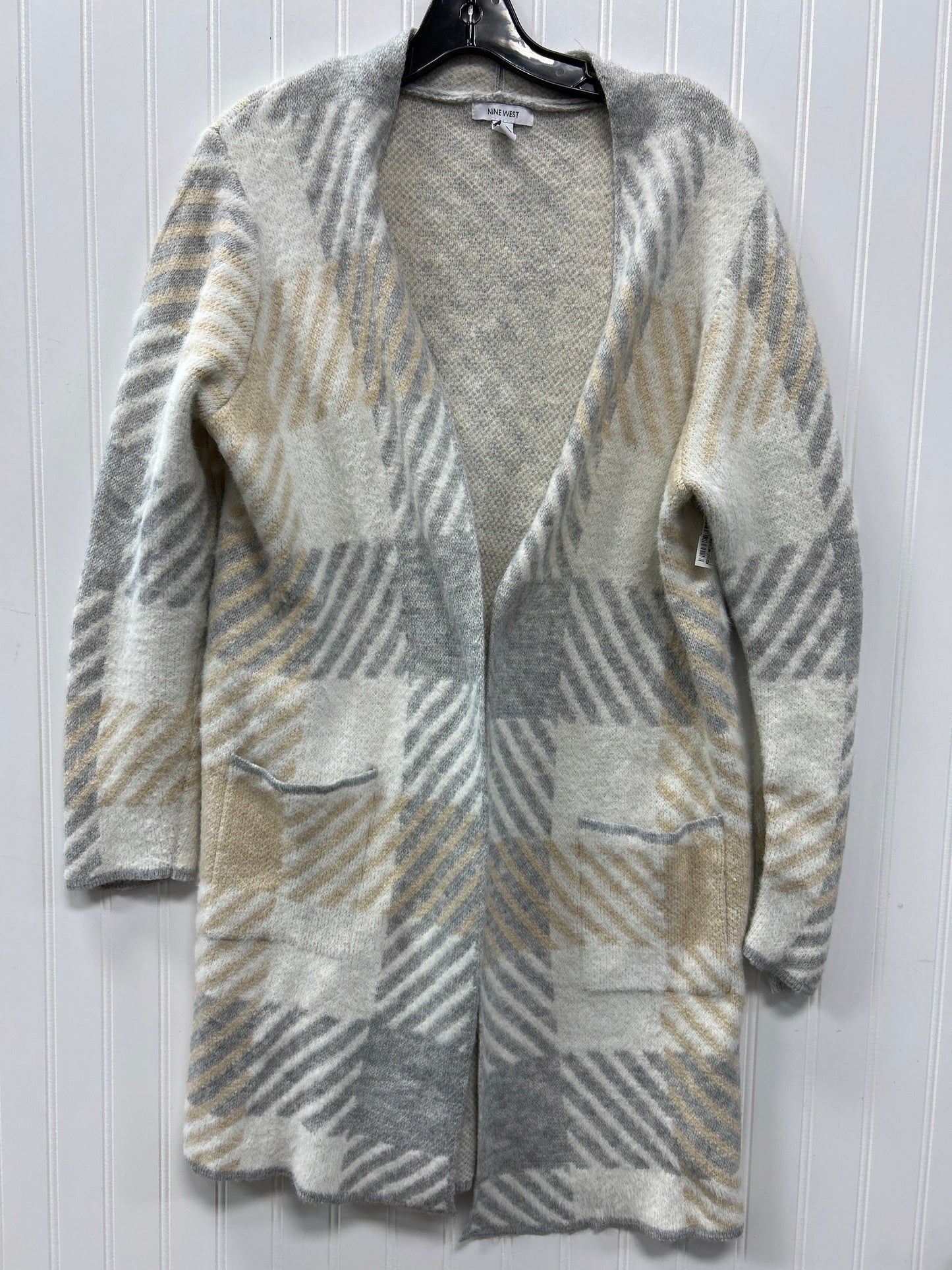 Sweater Cardigan By Nine West In Grey, Size:L
