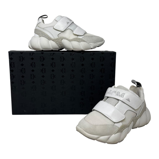 Himmel Low Top Velcro Sneakers Shoes Luxury Designer By Mcm In White, Size: 8 (38)