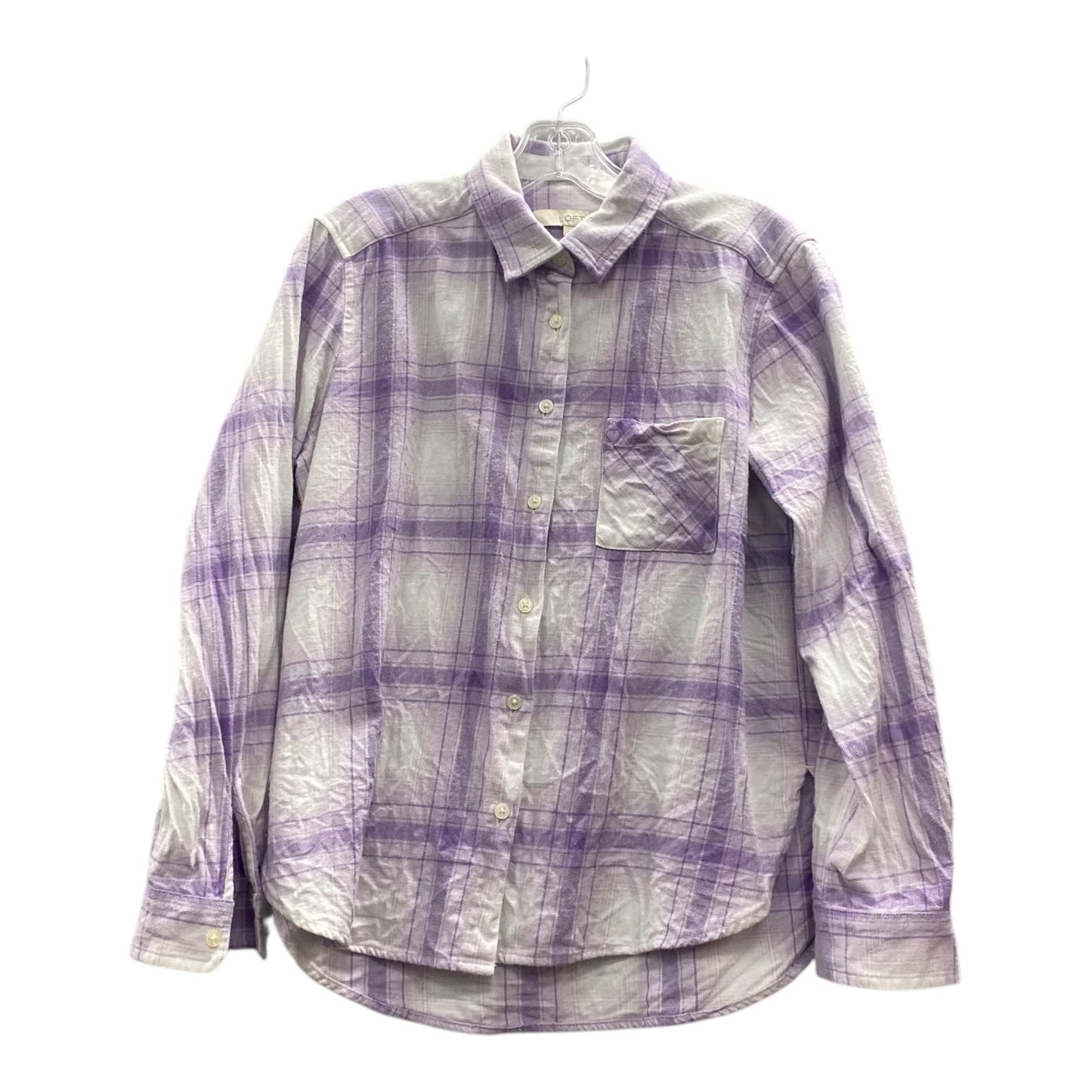 Blouse Ls By Loft In Purple, Size:S