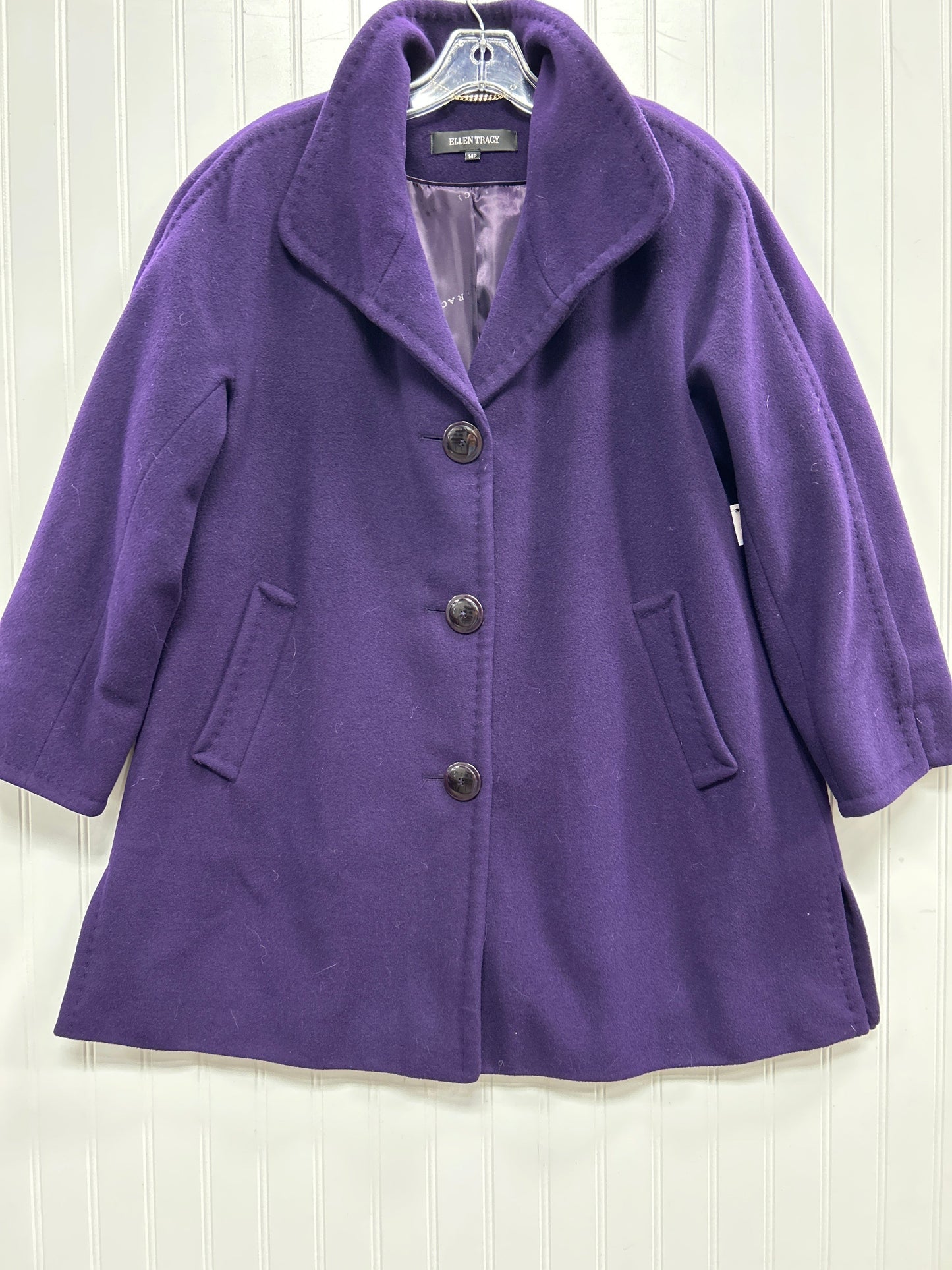Coat Wool By Ellen Tracy In Purple, Size:14P