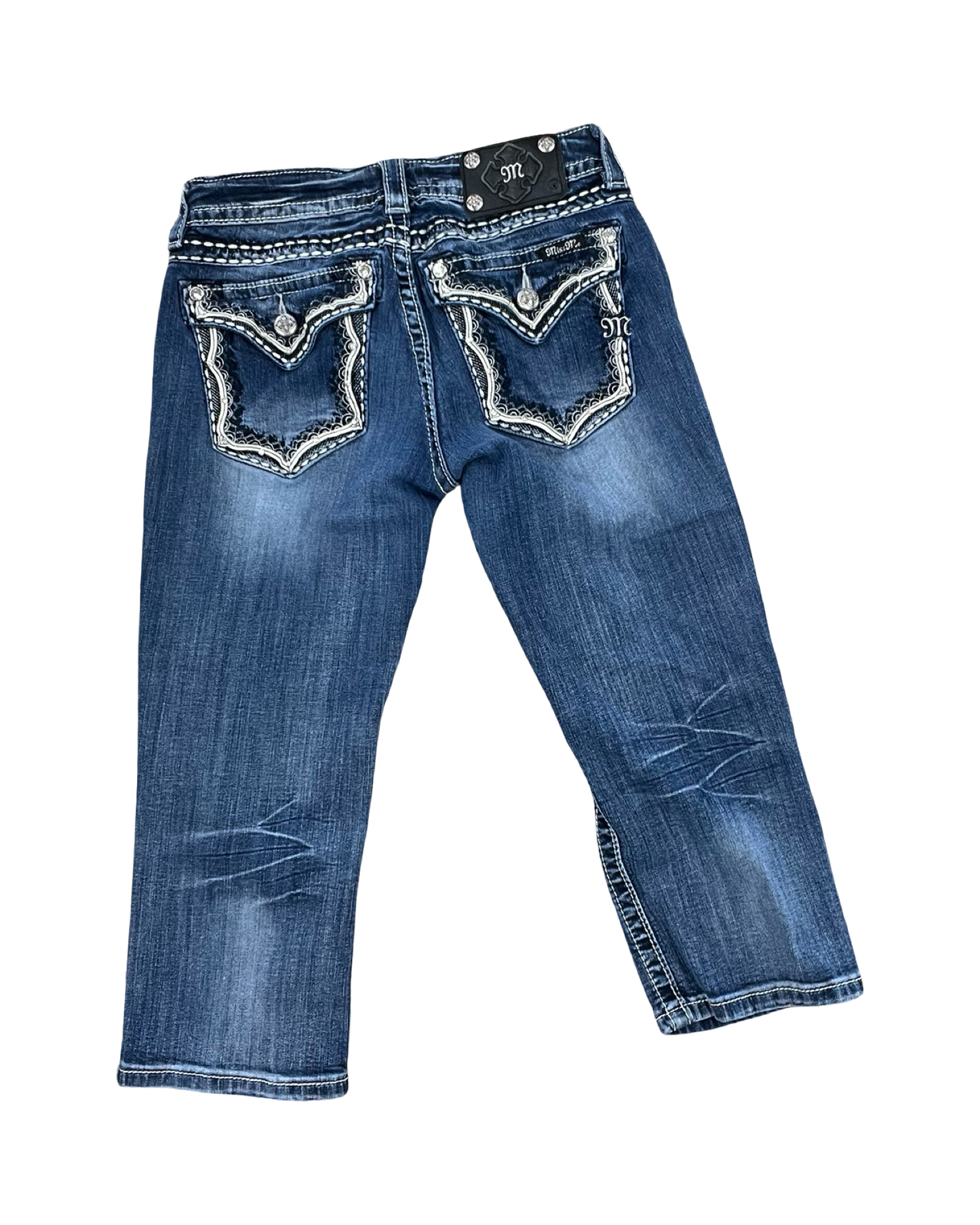 Jeans Cropped By Miss Me In Blue Denim, Size:6
