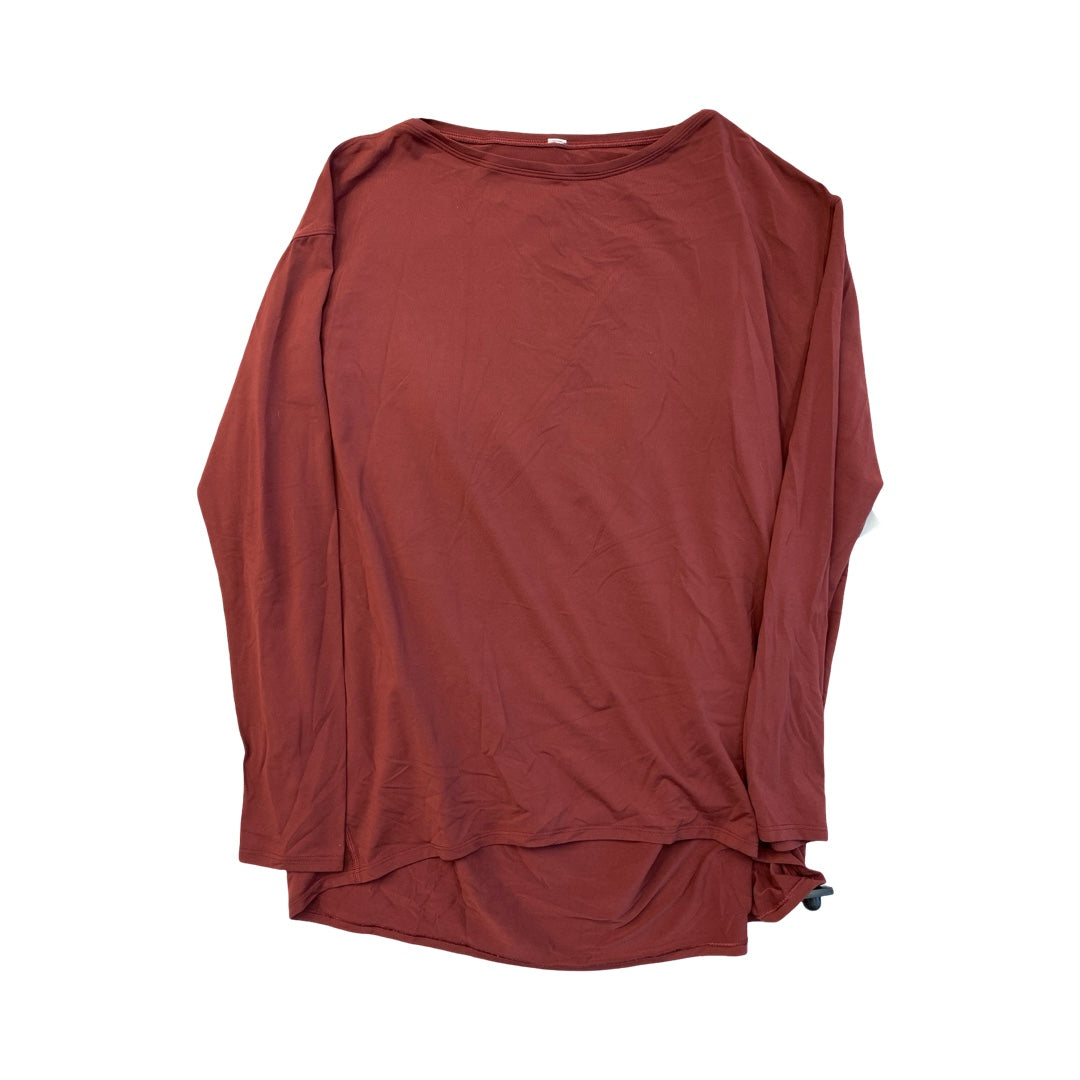 Athletic Top Ls Crewneck By Lululemon In Maroon, Size:Xl