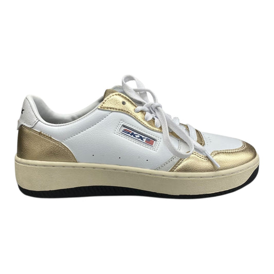 Shoes Sneakers By Skechers In Gold & White, Size:6.5