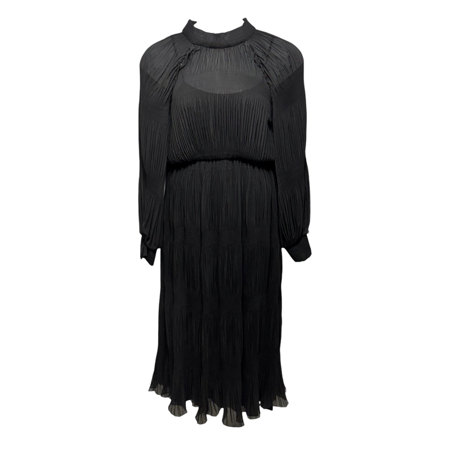 Mock Neck Plisse Dress By Gibson And Latimer In Black, Size: L
