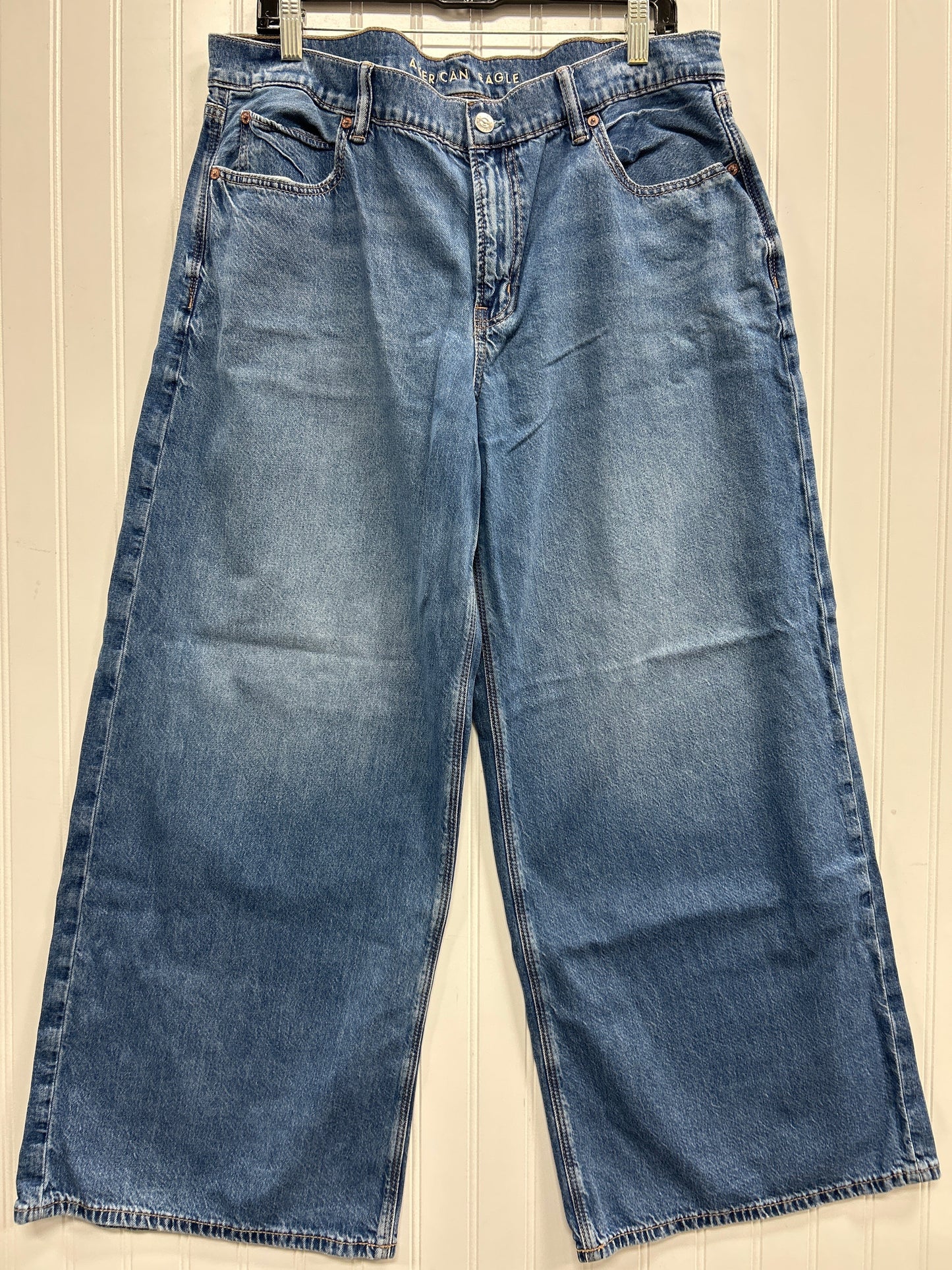 Jeans Wide Leg By American Eagle In Blue Denim, Size:14