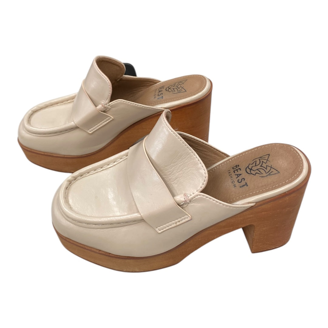 Shoes Heels Block By beast In Cream, Size:5.5