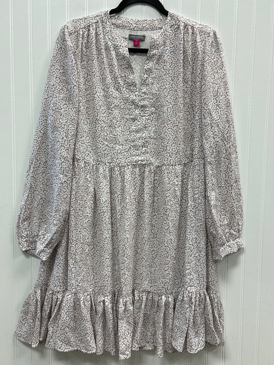 Dress Casual Midi By Vince Camuto In Brown & Cream, Size:M