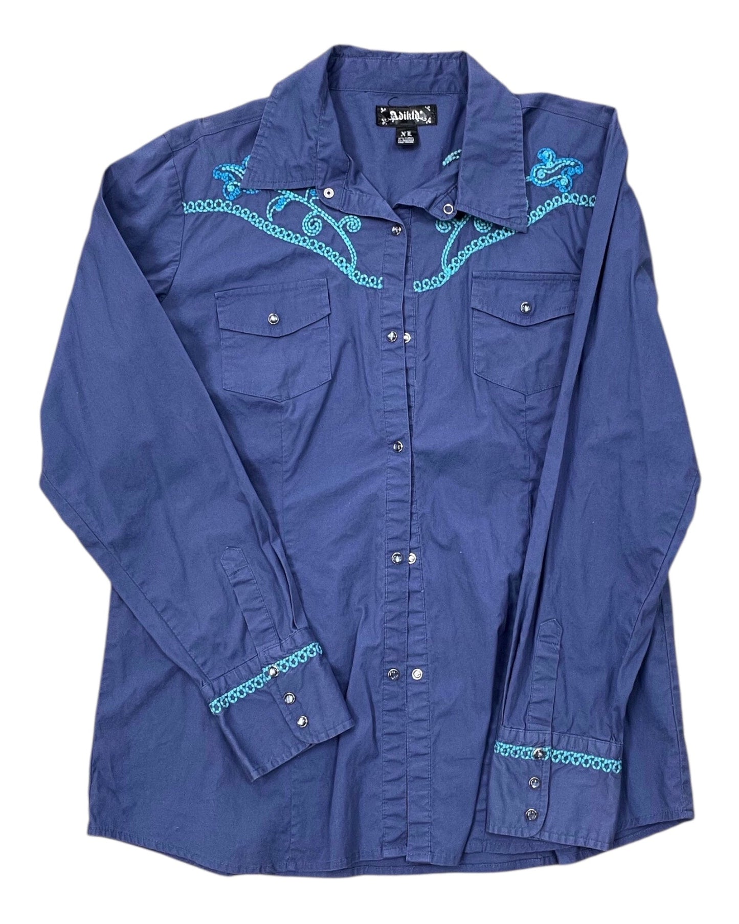 Blouse Ls By Clothes Mentor In Blue, Size:Xl