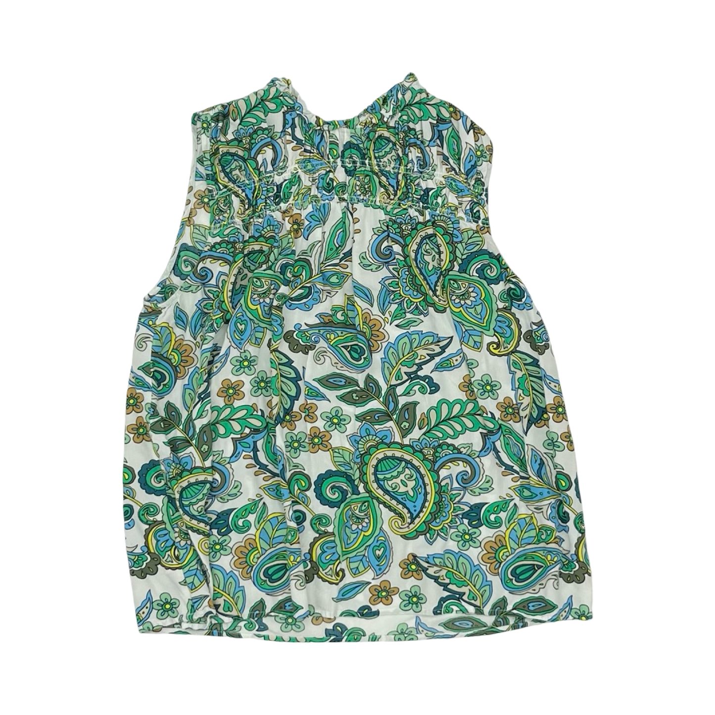 Blouse Sleeveless By Loft In Green & White, Size:Xl