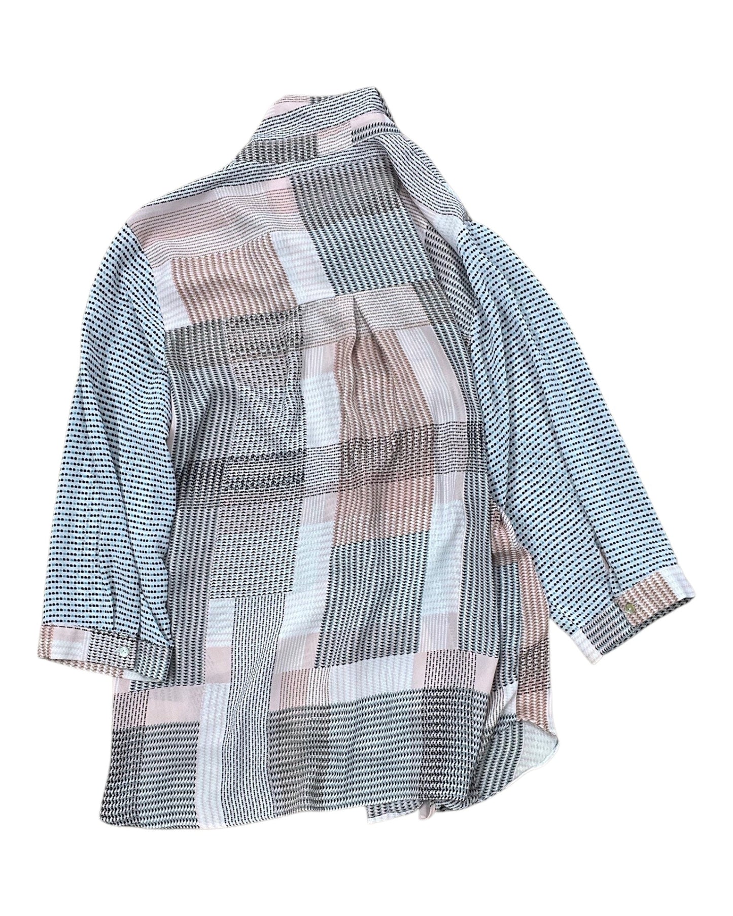 Blouse 3/4 Sleeve By Rose And Olive In Pink & White, Size:1X