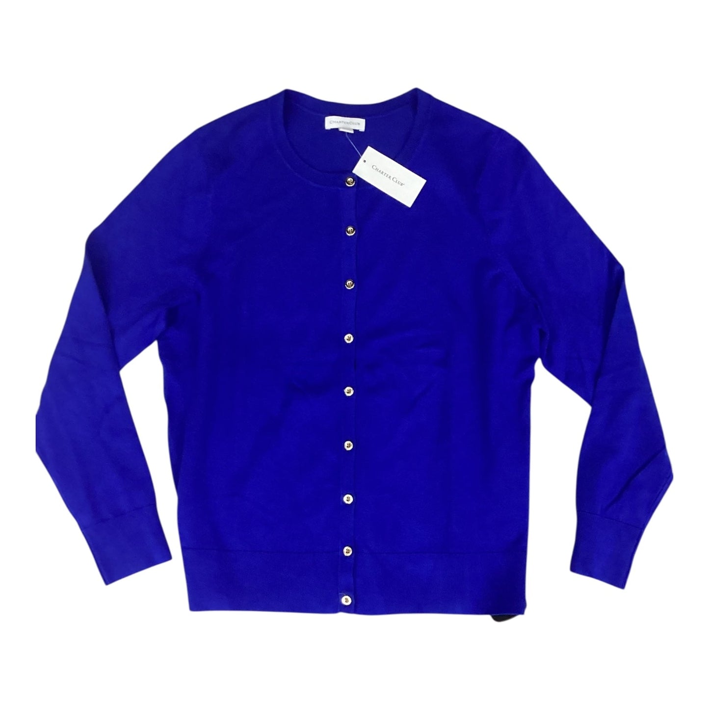 Sweater Cardigan By Charter Club In Blue, Size:Xl