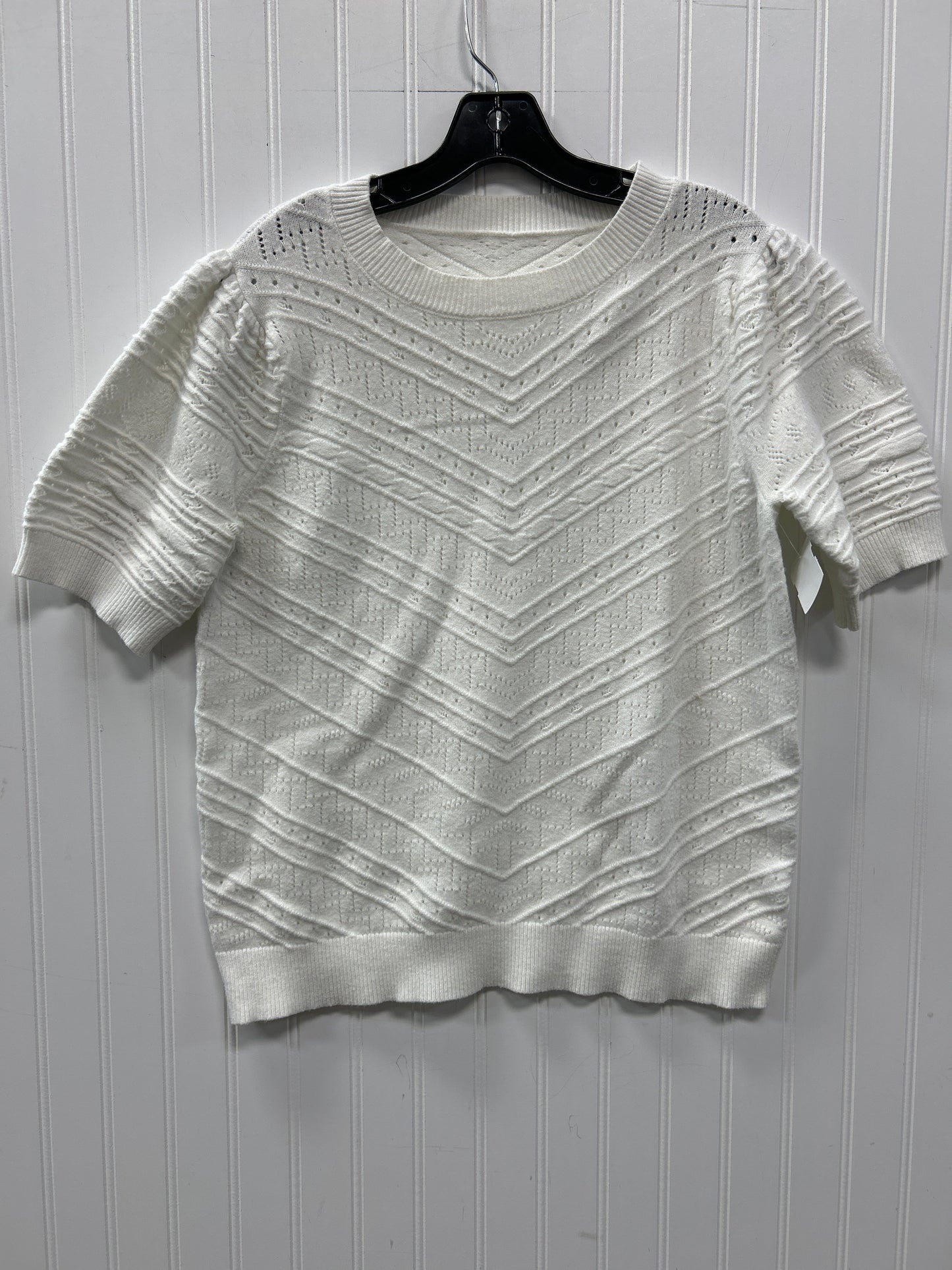 Sweater Ss By Clothes Mentor In White, Size:L