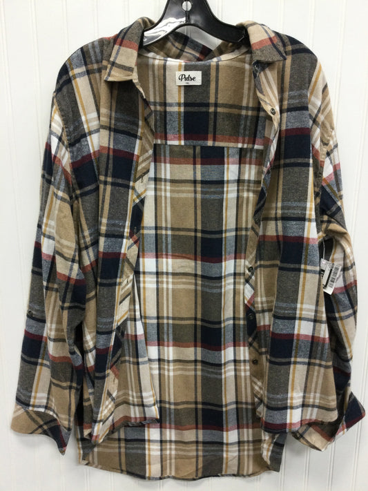 Blouse Ls By Pulse In Brown, Size:Xxl