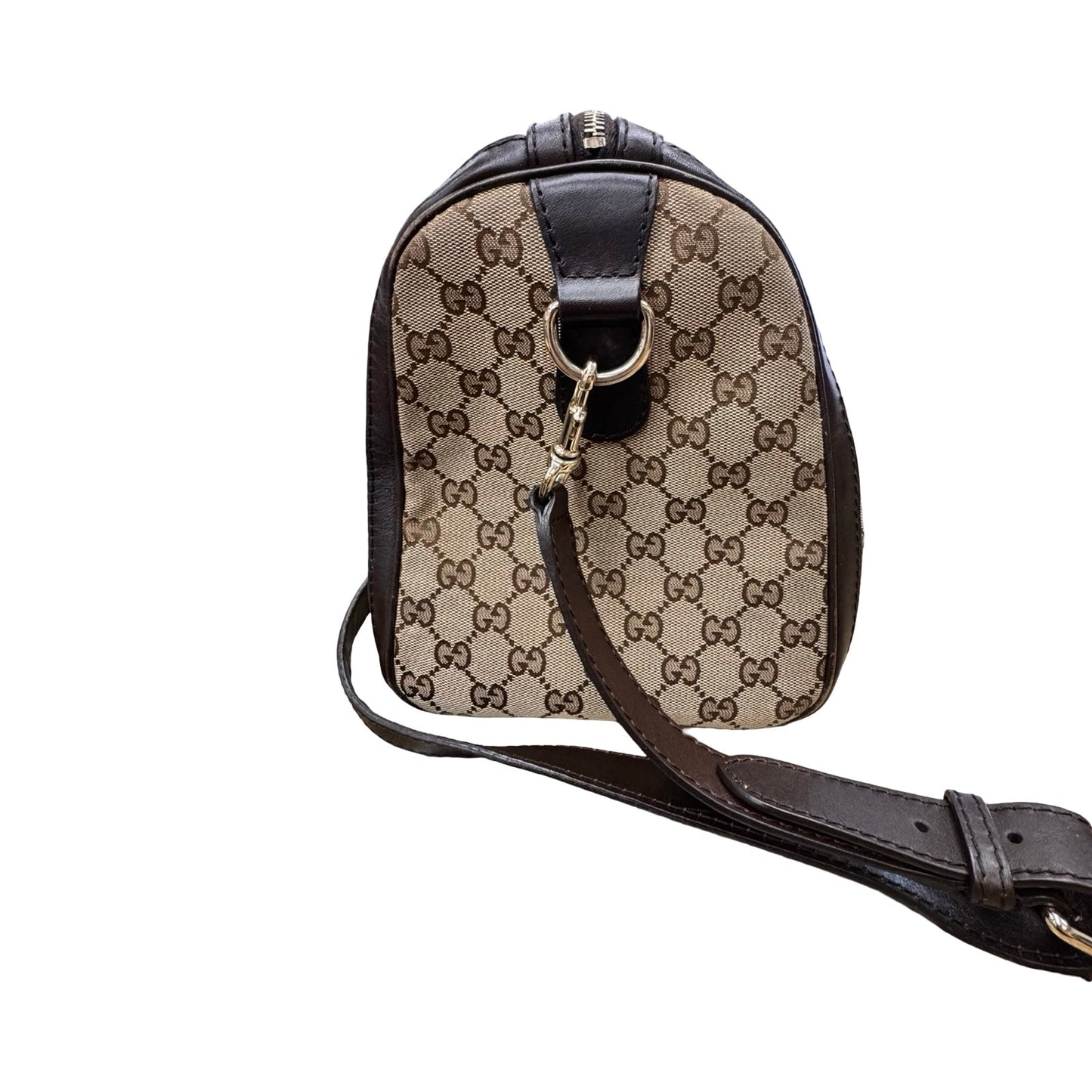 Boston Handbag Luxury Designer By Gucci In Brown, Size:Medium (As Is)